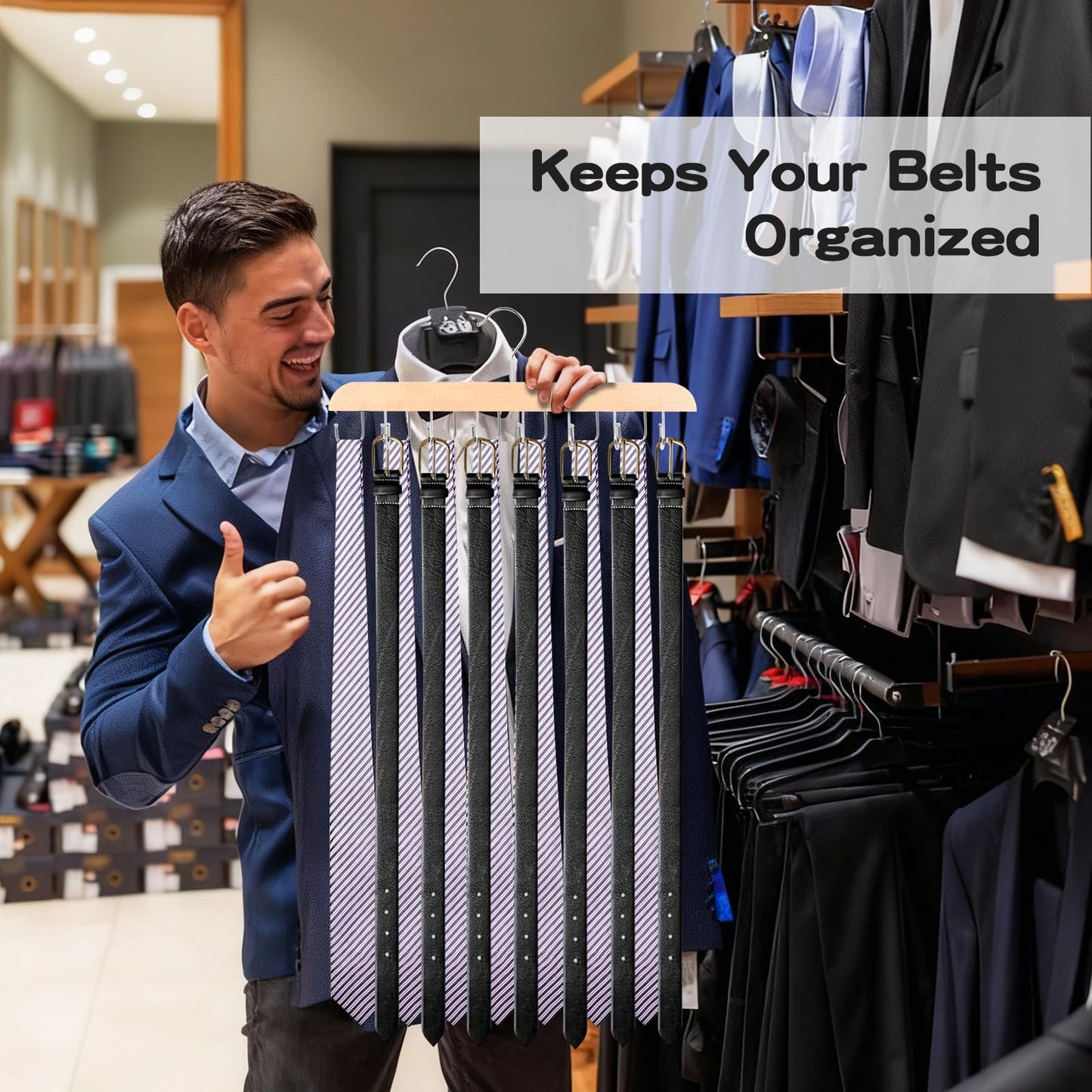 Srvillg Belt Hanger for Wardrobe, 2pcs Double-row Rotating Hooks Bra Hanger, Black Bra Belt Organiser Hangers for Space Saving Closet Organizers and