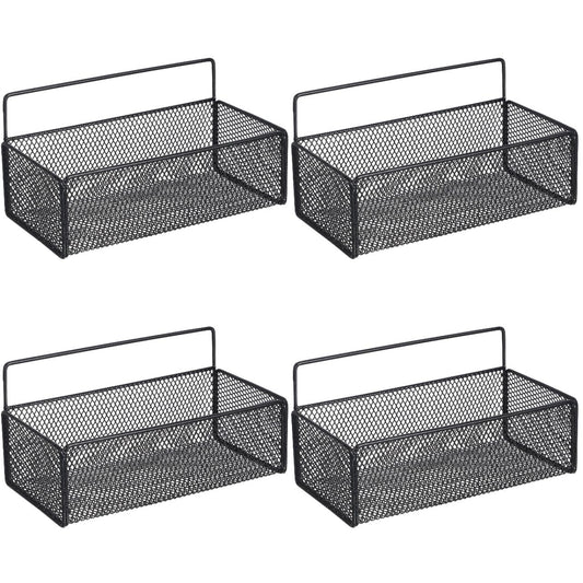 Amosfun 4pcs Wall Mounted Wire Basket for Organization, No Drill Installation Wall Basket, Space Saving Storage Organizer for Pantry, Kitchen,