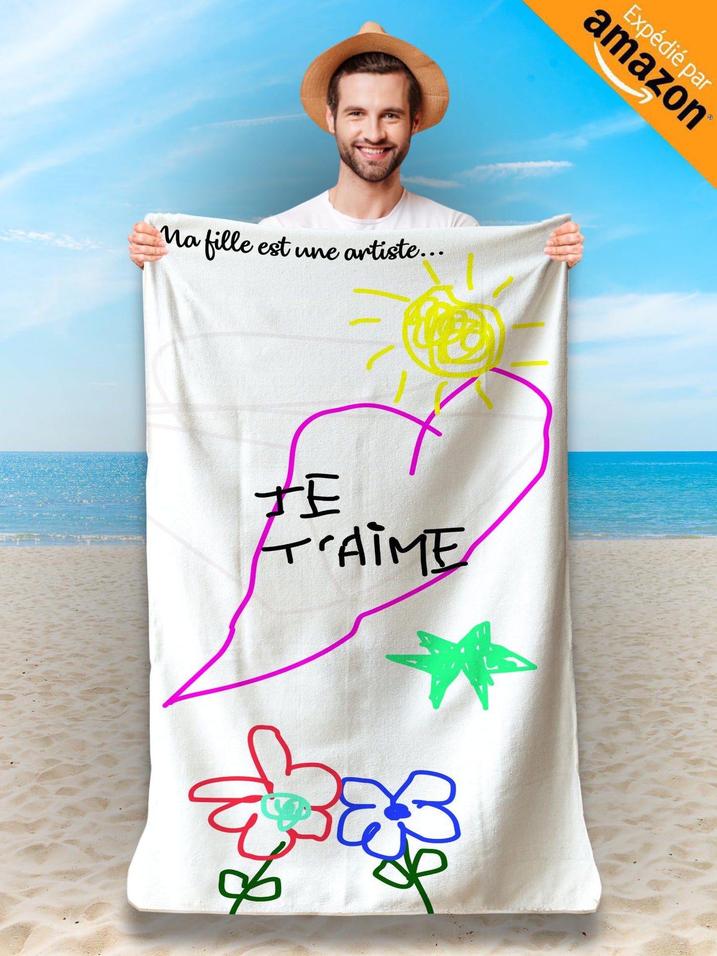 Personalised Microfibre Beach Towel with Humorous Message - Beach Towel 160 x 80 cm - Ultra Absorbent, Quick Dry