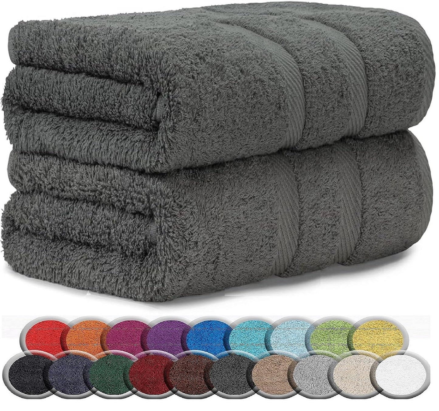 LoomTrove Pack of 2 Extra Large Jumbo Bath Sheets 100 x 200 cm 100% Egyptian Combed Cotton XL Towels Quick Dry Big Bath Sheet Super Soft Hotel