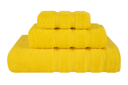 American Soft Linen Premium 3 Piece Towel Set, 1 Bath Towel 1 Hand Towel 1 Washcloth, 100% Cotton Turkish Towels for Bathroom, Yellow Towel Set