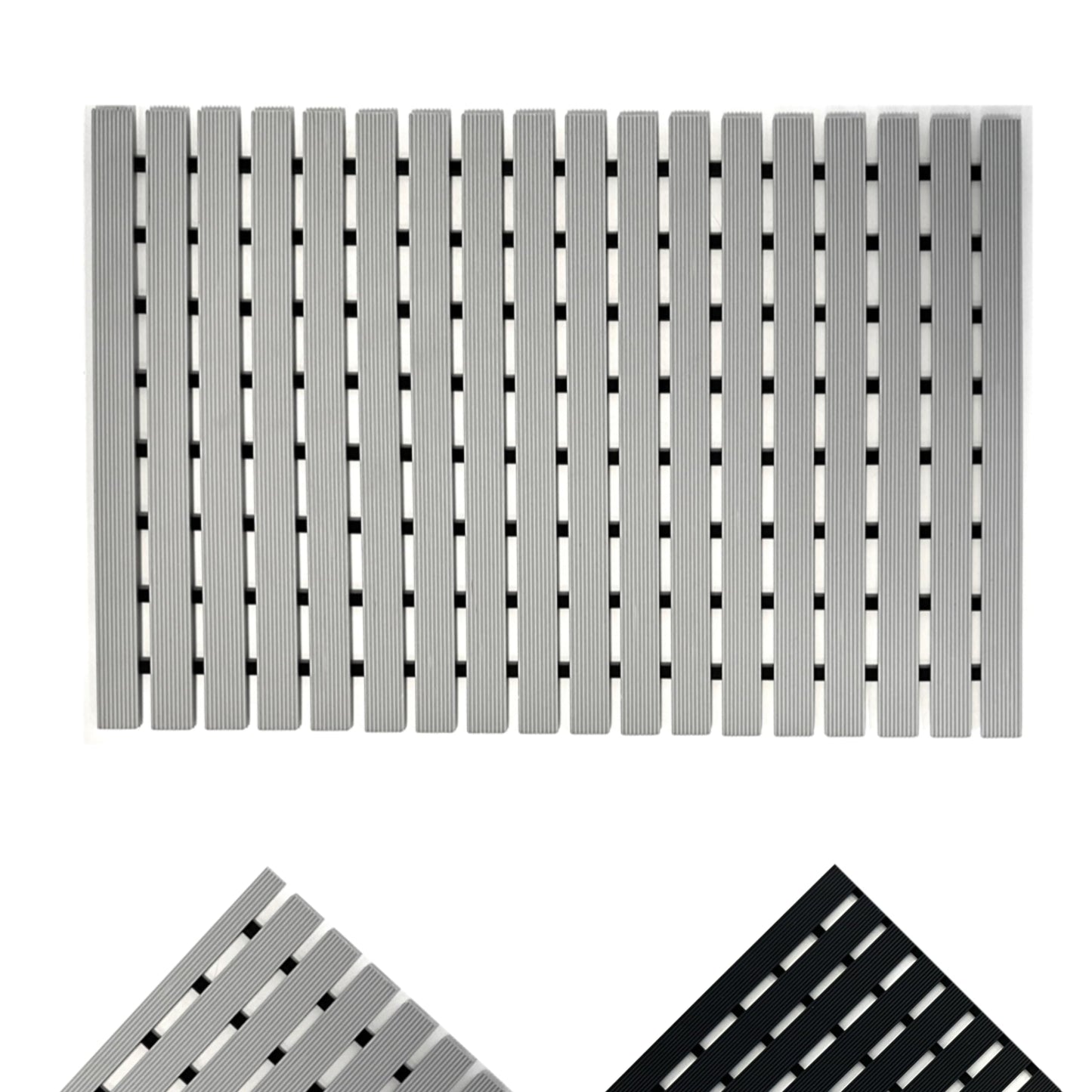 Nicoman Shower Mat Non-Slip Bath Drainage Matt Slatted Duckboard Design| GREY - (64x43cm / 25x17 inches)