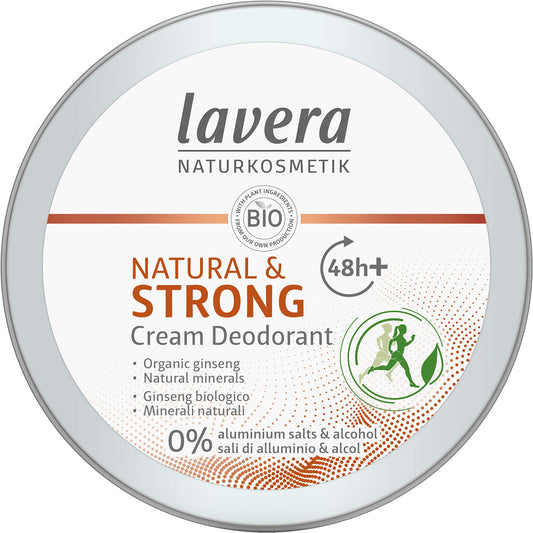 lavera Deo Creme NATURAL & STRONG 48+ h - vegan - natural cosmetics - without aluminum - active composition with organic ginseng and natural minerals