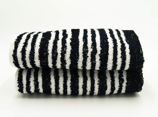 Lex's Linens Pack of 2 Black & White Stripe Multi Purpose Hand Towel/Kitchen Towel (2)