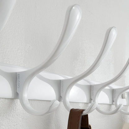 SKOLOO Coat Rack Wall Mounted - 6 Hooks, Pack of 2, Heavy Duty, Stainless Steel, Metal Wall Coat Hanger, Sturdy Wall Hooks for Hanging Coat, Jacket