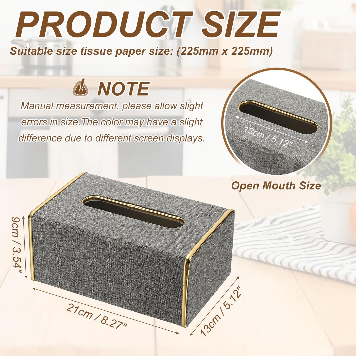 sourcing map Tissue Box Cover, Rectangle Modern Tissue Box Holder with Magnetic Closure for Living Room Bedroom Office Hotel Desk