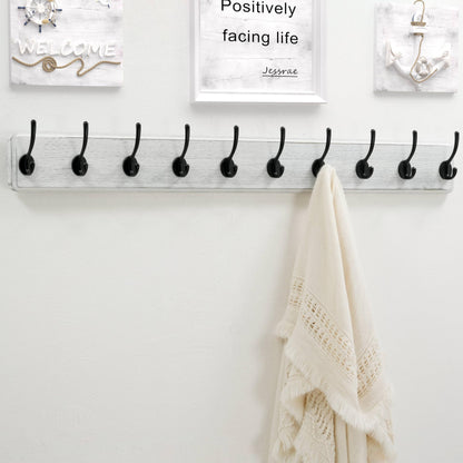 Dseap Coat Rack Wall: 97cm Long, Patented, Heavy-Duty, 10-Double-Hooks Wooden Wall Mounted Coat Rack Coat Hanger Hook Rail for Winter Coats Hat Jacket