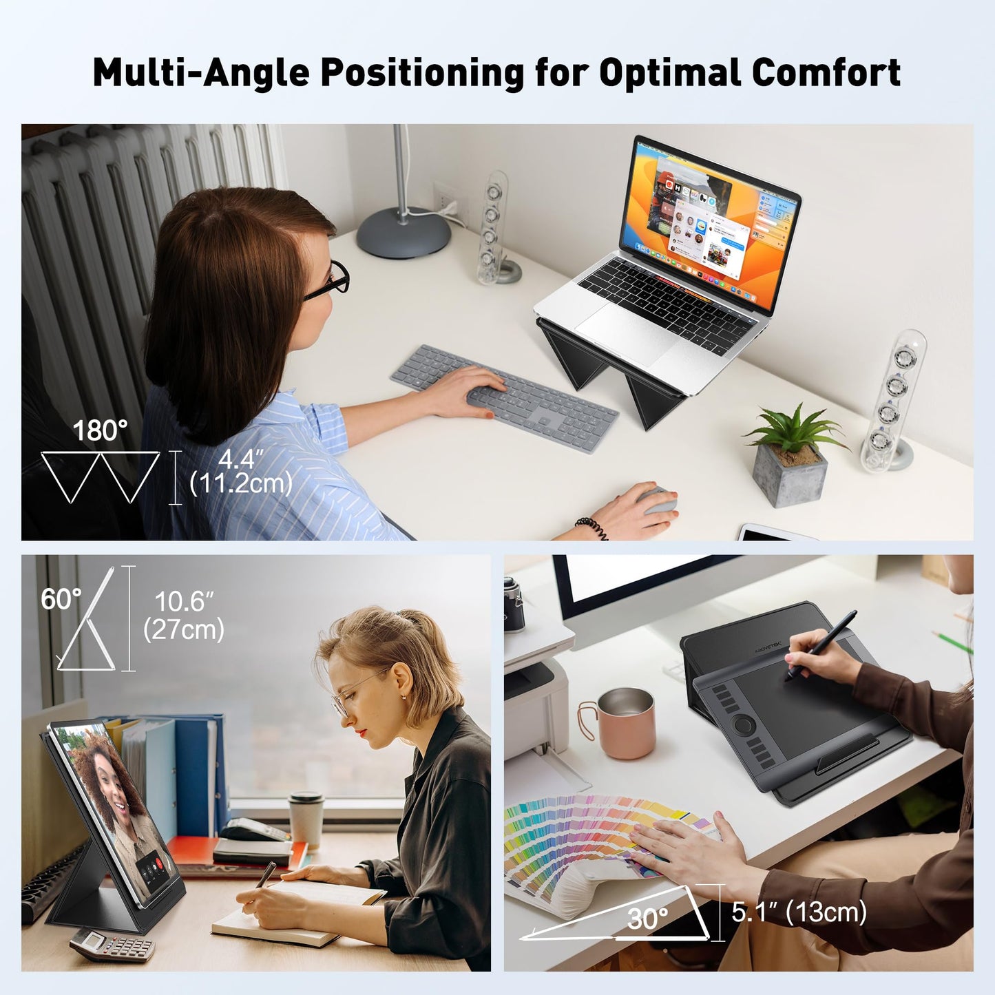 AboveTEK Ultra-Sleek Portable Laptop Lap Stand, 2-in-1 Foldable MacBook Stand for Desk & iPad Tablet Stand Holder