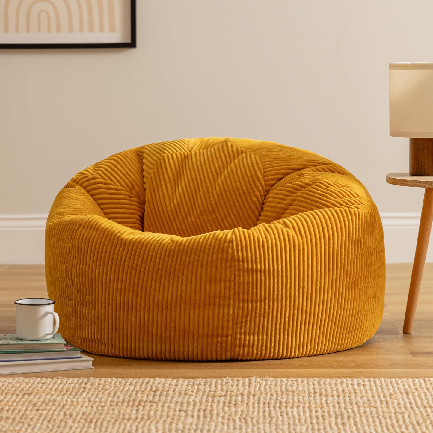 icon Kingston Cord Bean Bag with Filling Included, Yellow