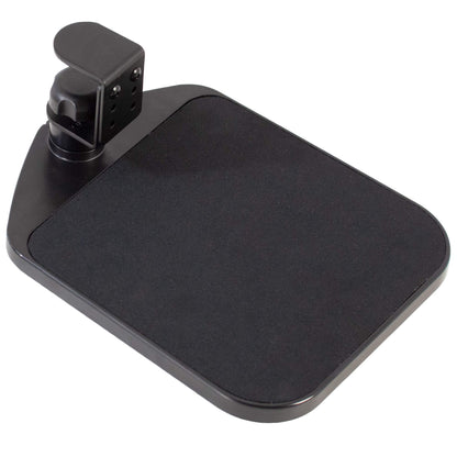 VIVO Clamp-on Mouse Pad Holder Platform, Adjustable Under Desk 360° Rotating Tray Rest Extension Attachment, up to 2 inch Desktops, Black, MOUNT-MS01A