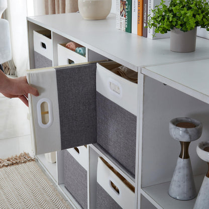 Mangata Cube Storage Boxes 28x28x28cm, Grey Cream White, 4Pcs