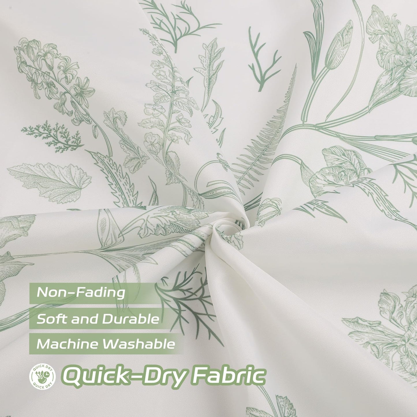 Dazzlewall Sage Green Shower Curtain for Bathroom Mould & Mildew Resistant