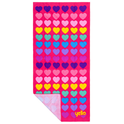 Yello Lightweight Heart Beach Towel for Kids and Adults