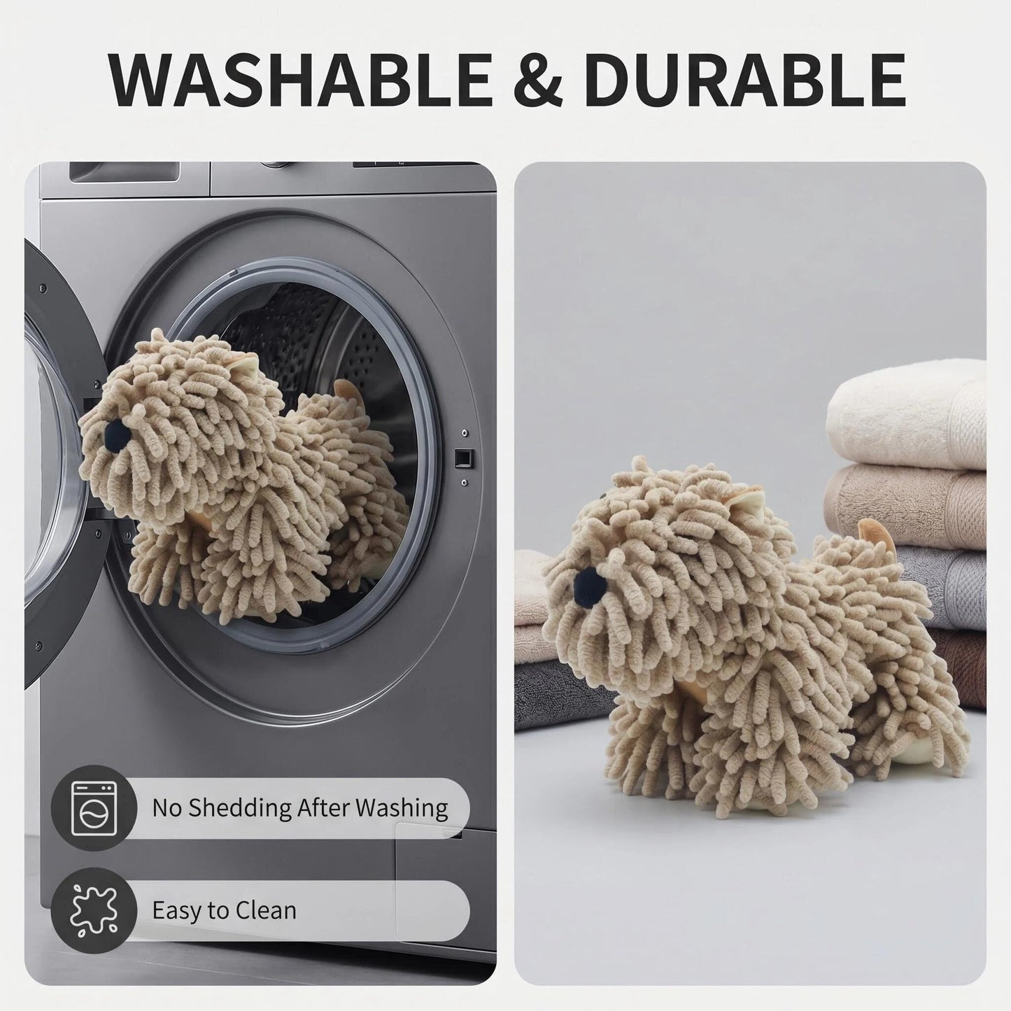 FILOEEX Cute Dog Shaped Chenille Hand Towel, Ultra Soft Highly Absorbent Fluffy Hand Towel
