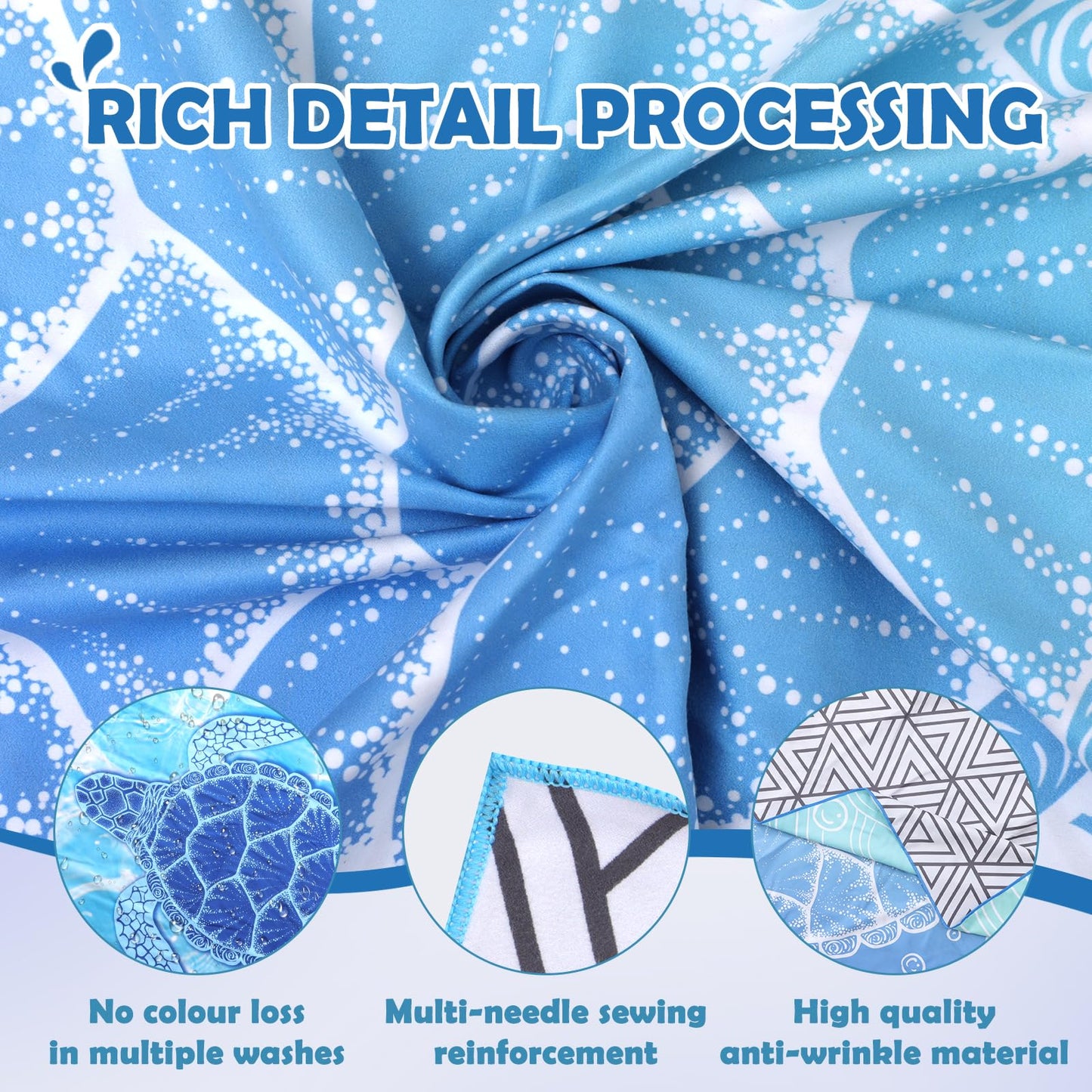 Anavasi 1 Pack Microfibre Beach Towels for Adults, 180 x 90 cm with Net Bag