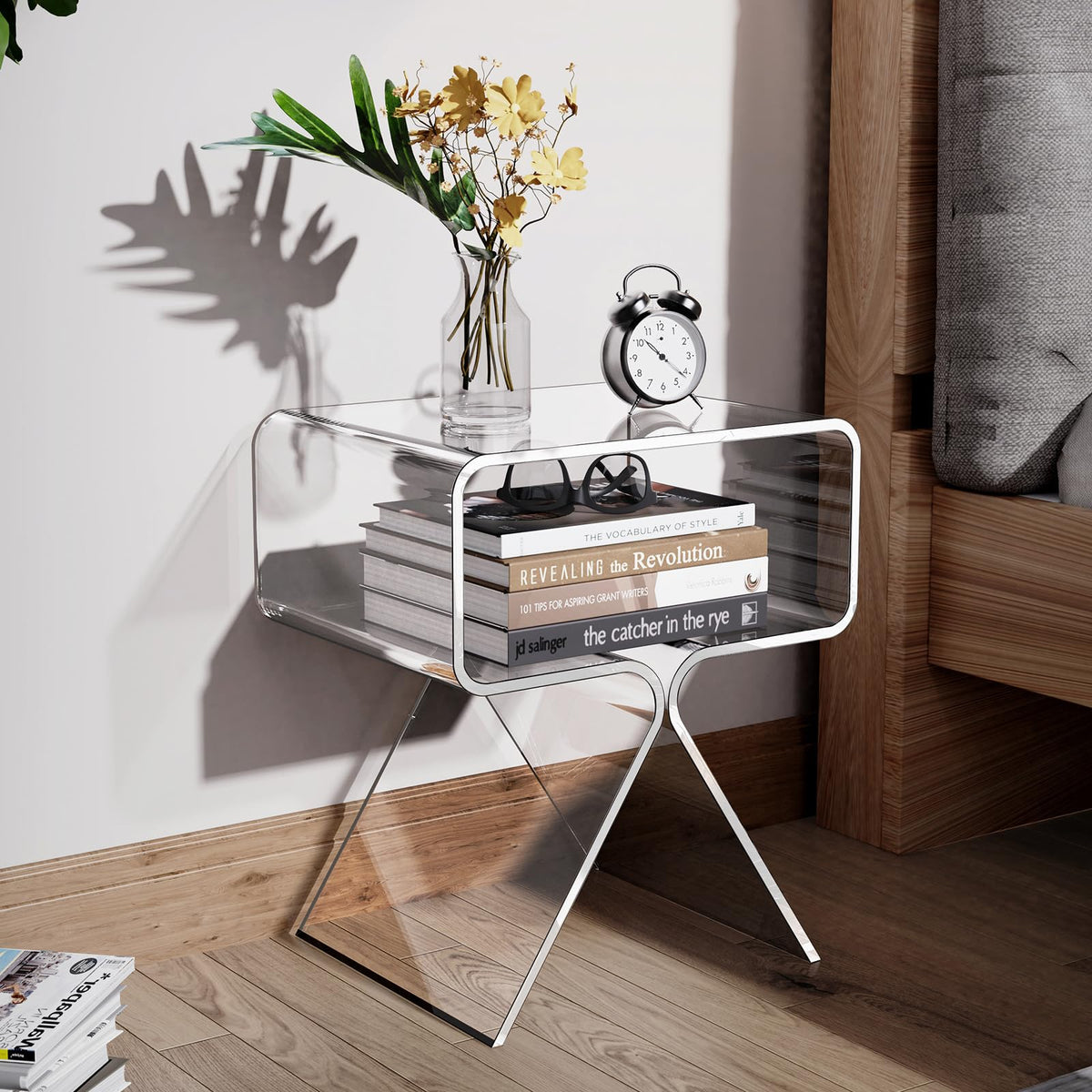 solaround Acrylic Side Table, No Assembly, 39 x 30 x 45 cm, Clear