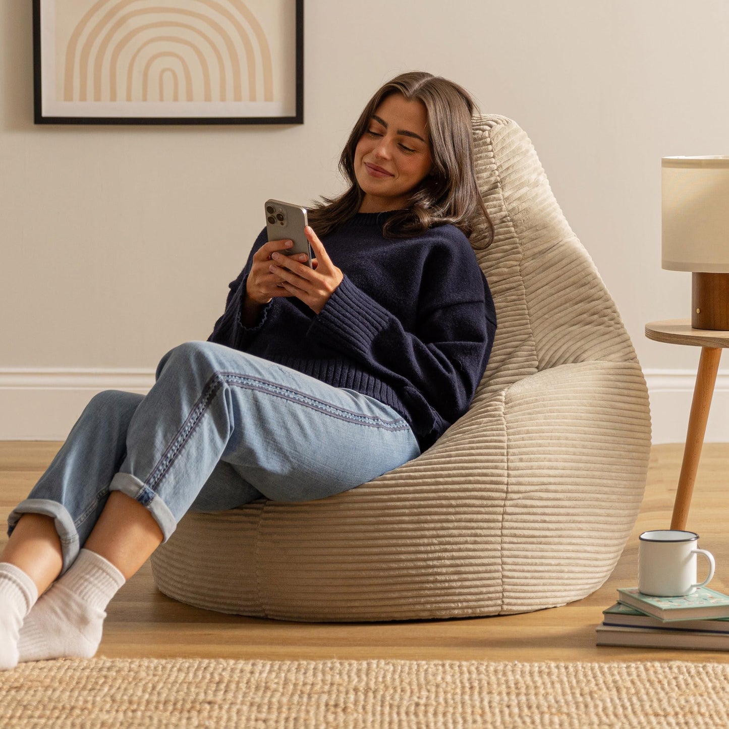 icon Dalton Cord Bean Bag with Filling Included, Set of 2, Beige