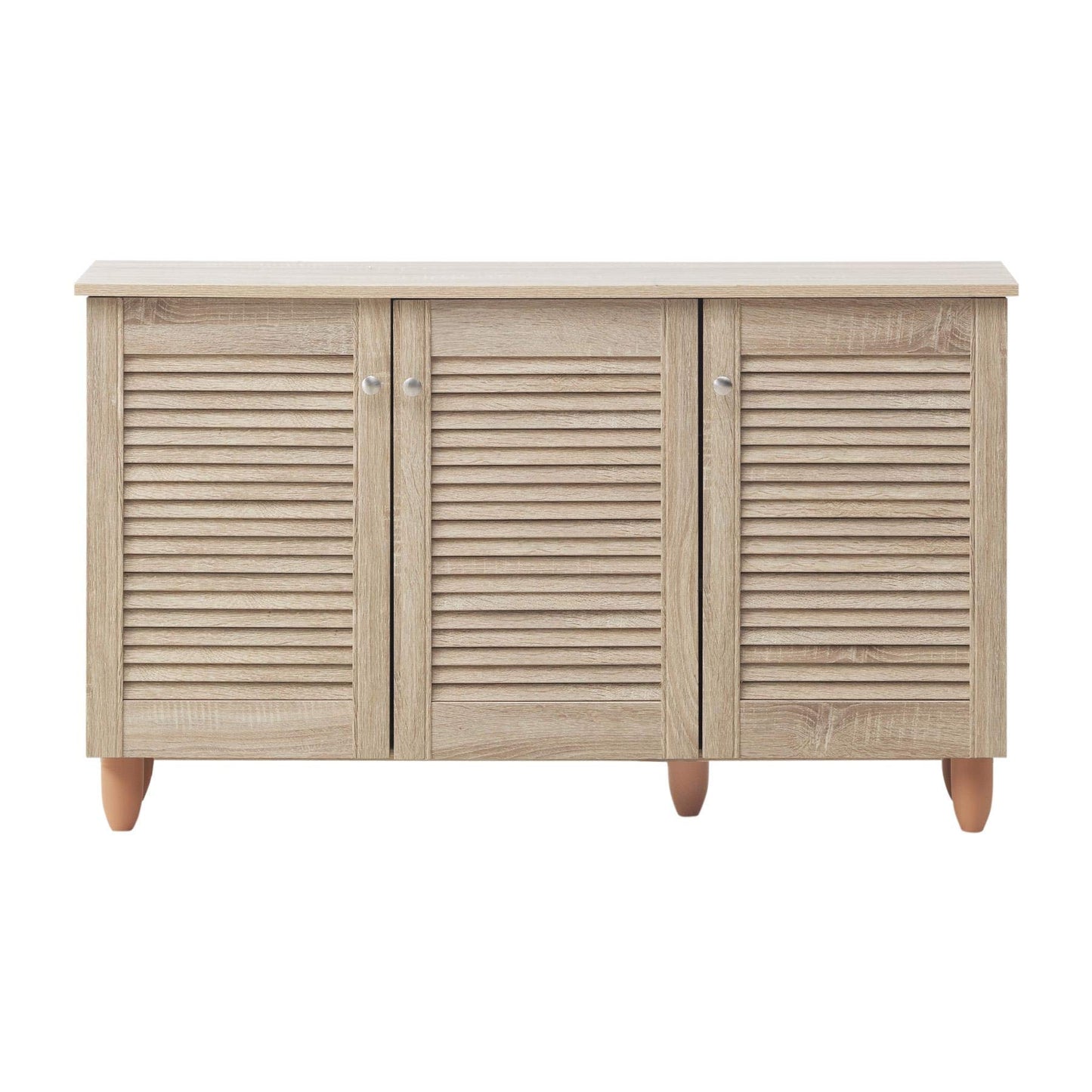 TAD TIMBER ART DESIGN UK Modern Shoe Storage Cabinet 3 Doors Footwear Stand Rack Unit Cupboard Sonoma Oak