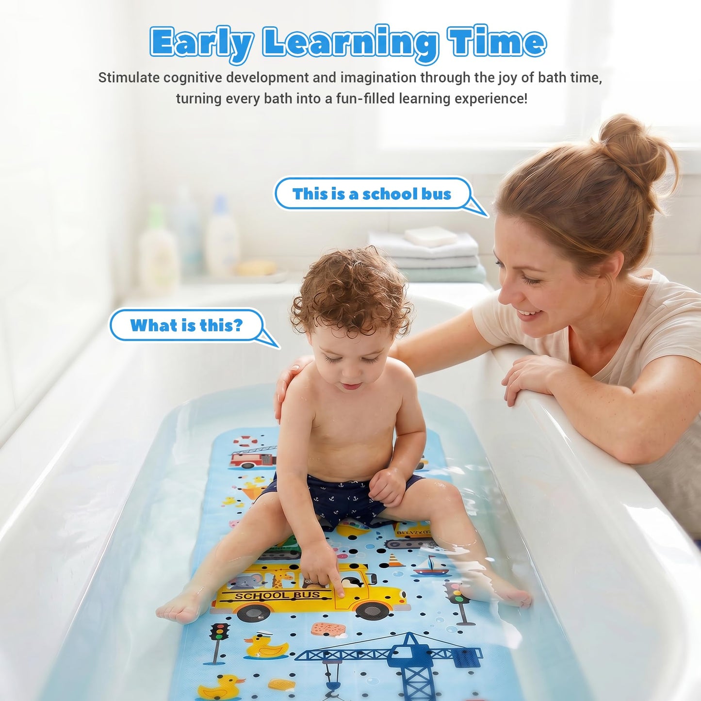 UNEEDE Baby Bath Mat Non Slip - 100x40cm