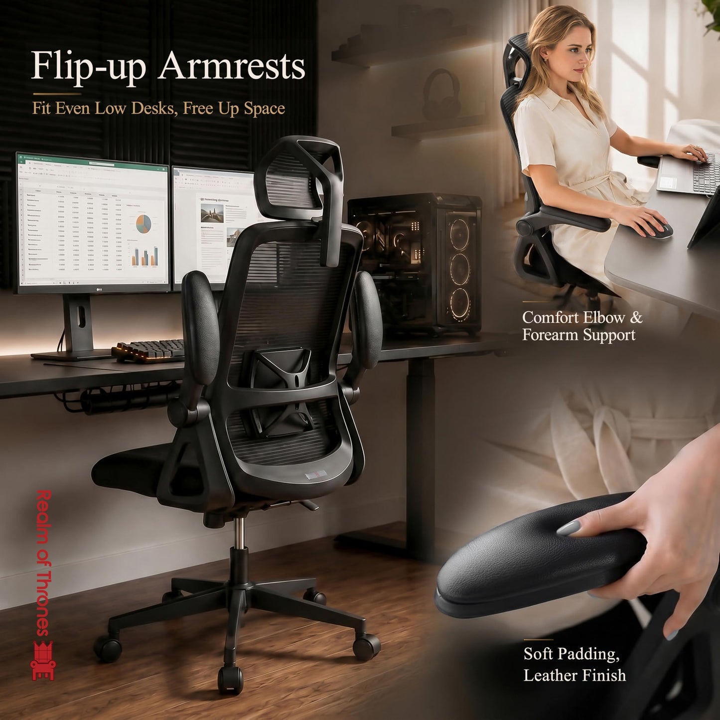 Realm of Thrones Mesh Ergonomic Office Chair, Back Support and Long Hours