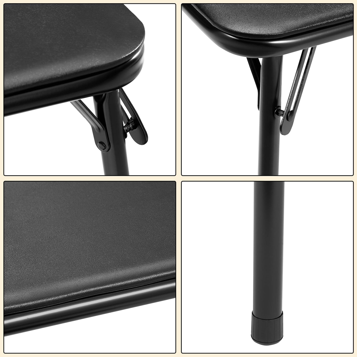 FurnitureR Folding Square Dining Table,Card Game Play Desk Portable for 4 People,Adults,Teens,Boys,Girls,Indoor,Outdoor,86x86x71cm,Black