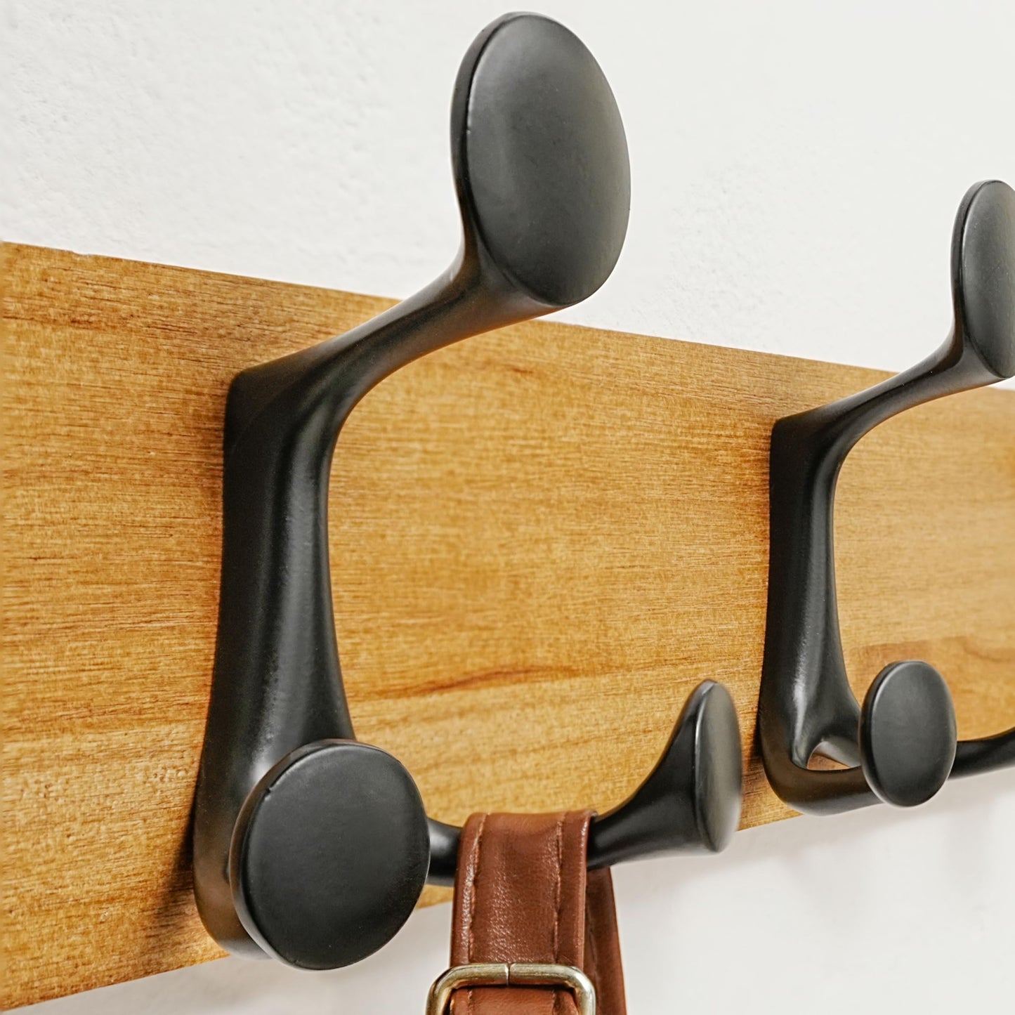 SKOLOO 99cm Light Brown Wood Coat Rack Wall Mount with 6 Triple Hooks - Ideal for Family Entrances, Classrooms, and Pet Supplies Storage