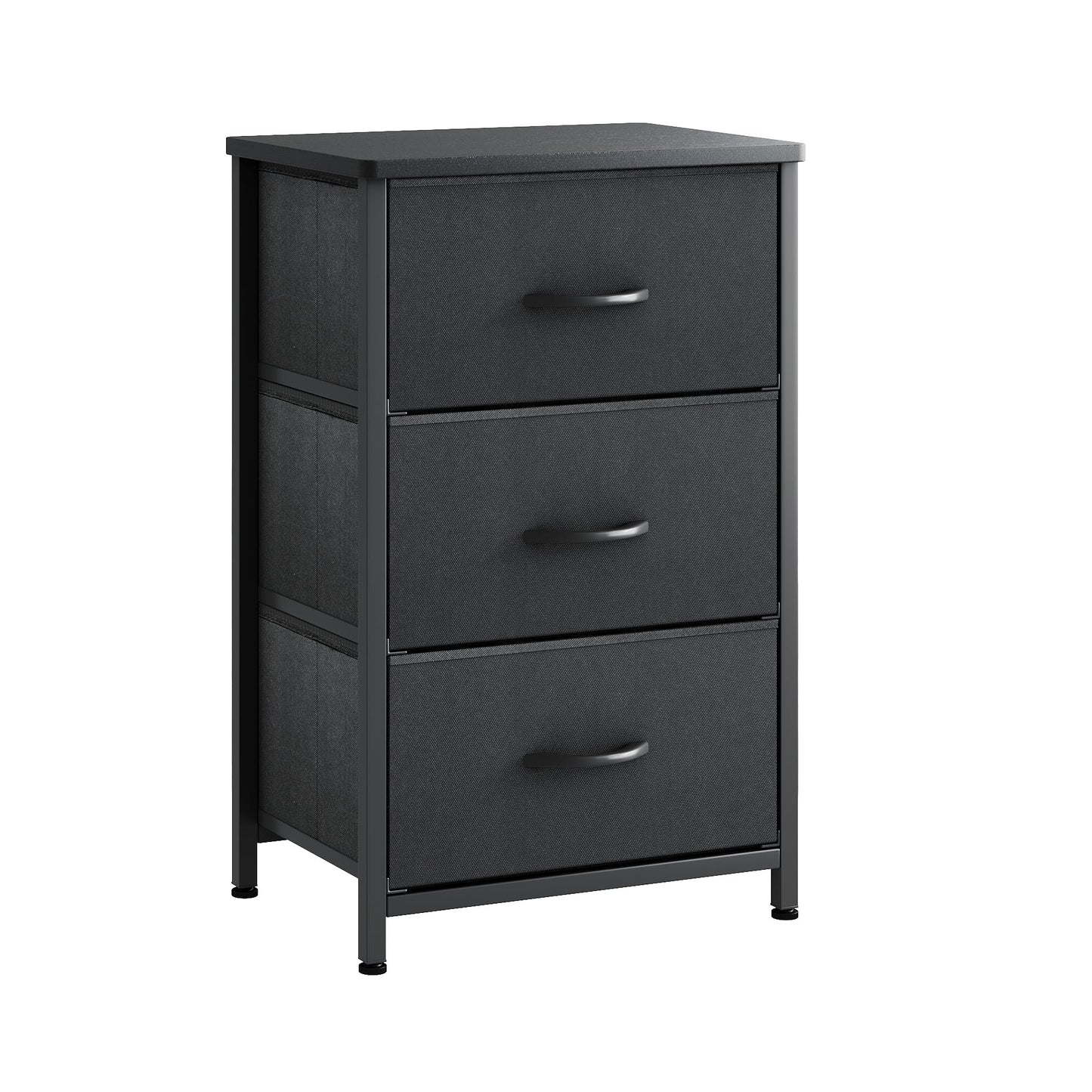 VERMESS Bedroom Chest of Drawers, 3 Fabric Drawer Dresser, Bedside Table, Small End Table for Living Room, Wooden Cabinet Bedside