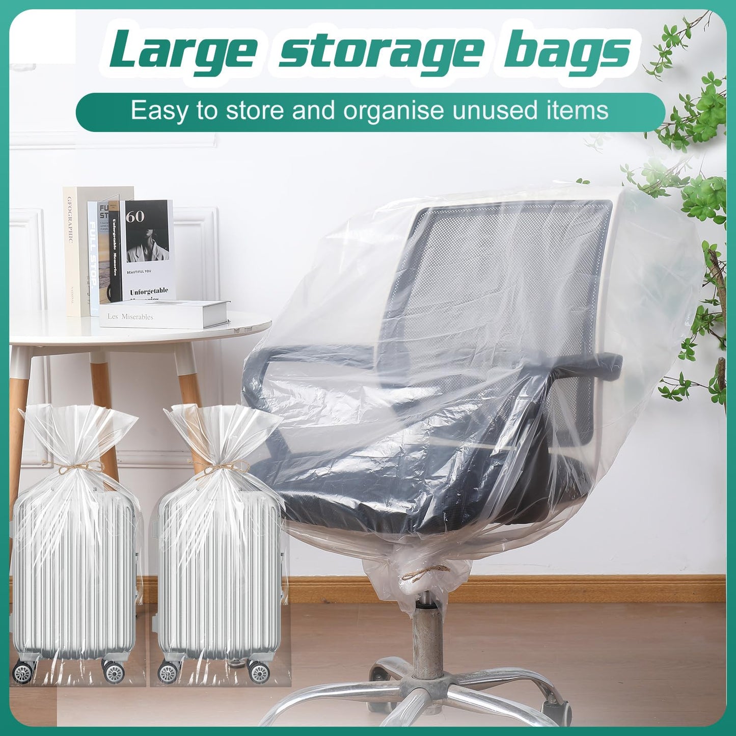 saerryor 10 Pcs Giant Clear Plastic Storage Sacks Heavy Duty