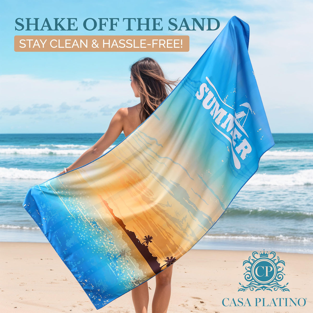 Casa Platino Extra Large Microfiber Beach Towels 2-Pack, 71"x32" – Quick-Dry, Sand-Free, Lightweight & Oversized