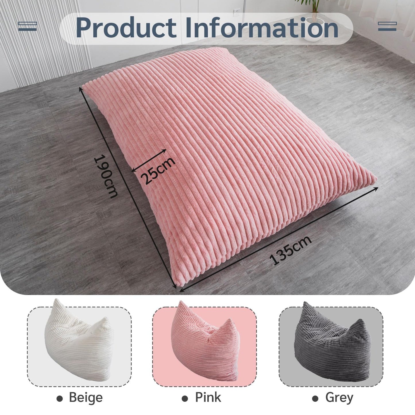 MAXYOYO Bean Bag Chairs, Bean Bag Bed for Adults High-Density Foam Filling, Convertible Sofa Bed Faux Fur, Giant Bean Bag Chairs for Adults