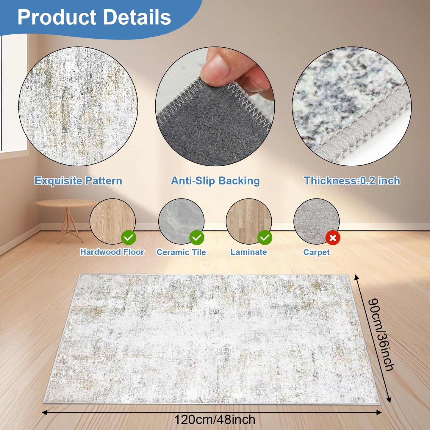 Capslpad Office Chair Mats for Hardwood Floor 90x120cm Non-Slip Modern Abstract Home Multi Purpose Chair Mat Low Pile Floor Protectors Computer Chair
