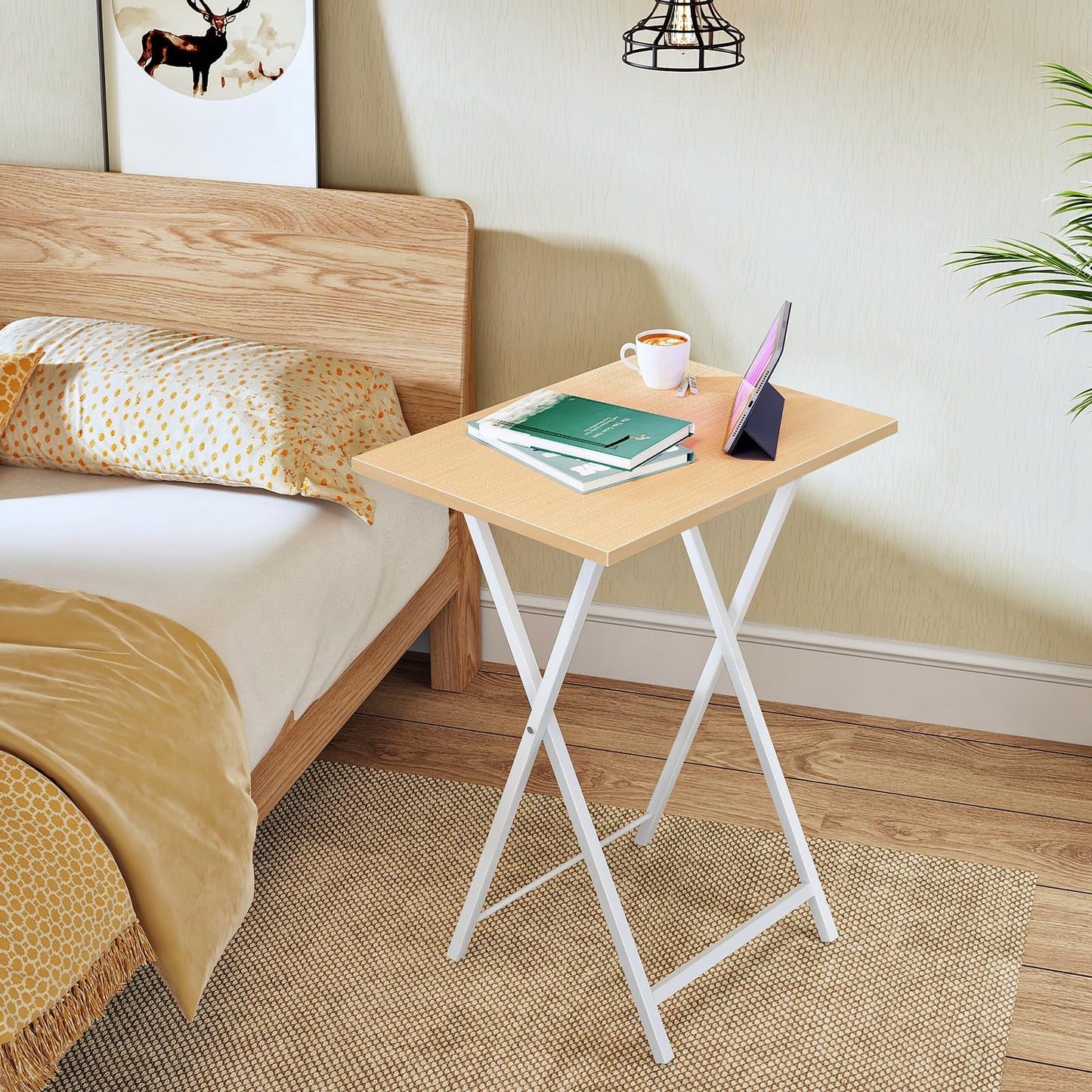 HOOBRO Side Table 2 Set, Folding Tables, TV Tray Table for Eating, Small Sofa End Laptop Drinks Coffee Tables for Small Space, Living Room