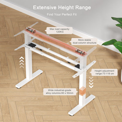 JUMMICO Height-adjustable desk frame with 2 strong motors, table frame, height adjustable with 3 memory controls, for sit-stand white