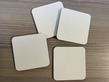 MDF Blank Sublimation Coasters Cork Backed - 9cm x 9cm White Blanks Square (50)
