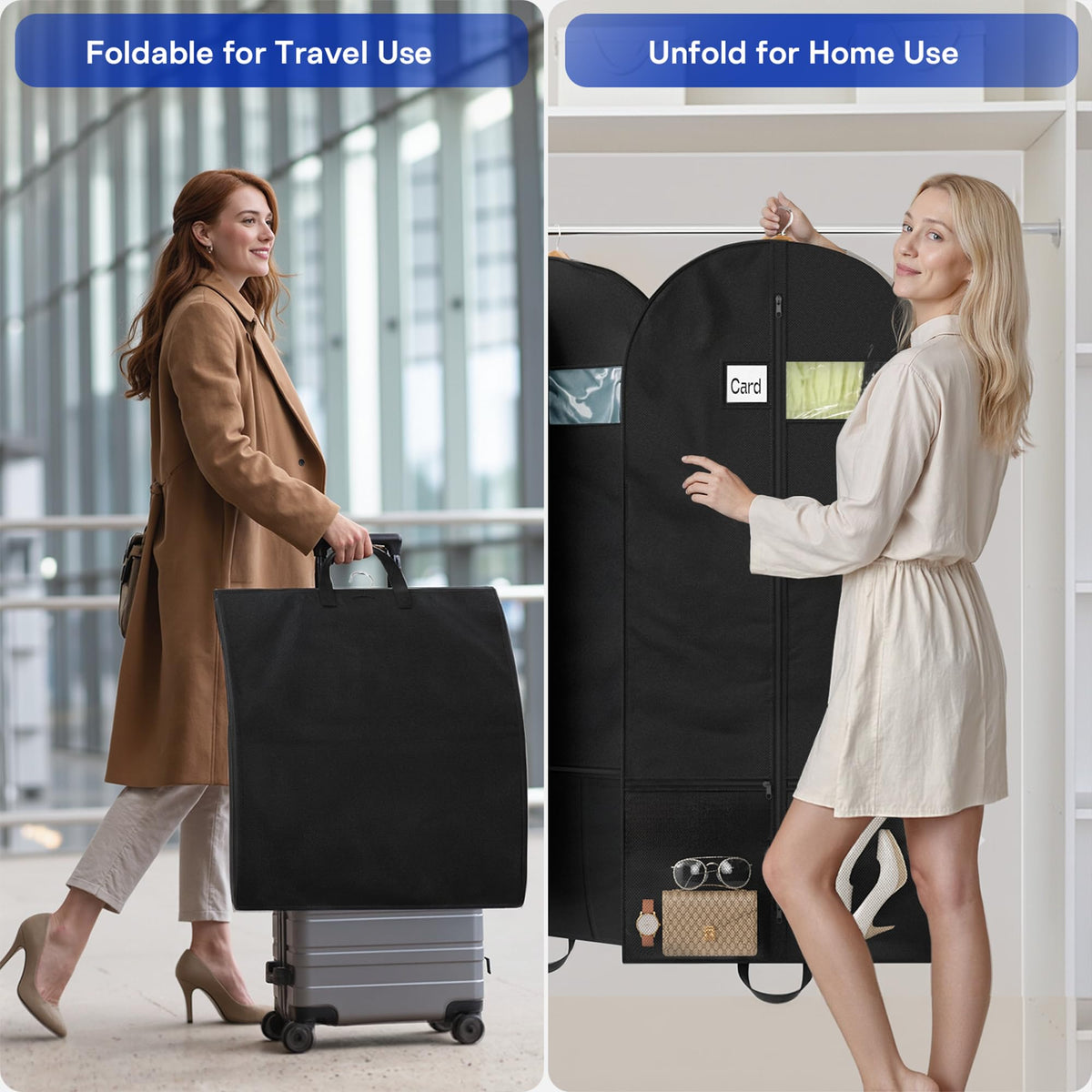 Suit bags for Travel, Dress Bag, Garment Bags for Hanging Clothes, Clothes Covers Protector Bags for Shirts, Coats, Dresses, Cosplay