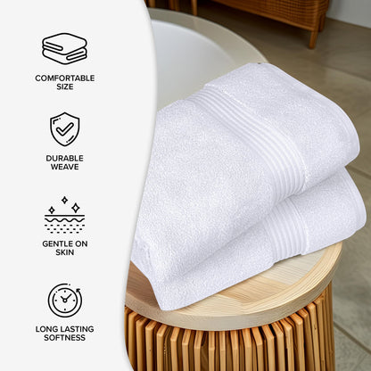 Luxury Set of 2 Jumbo Bath Sheets 100x150cm - Zero Twist 580 GSM White