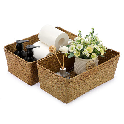 SUMTree Set of 2 Natural Seagrass Nesting Baskets Caramel, Large