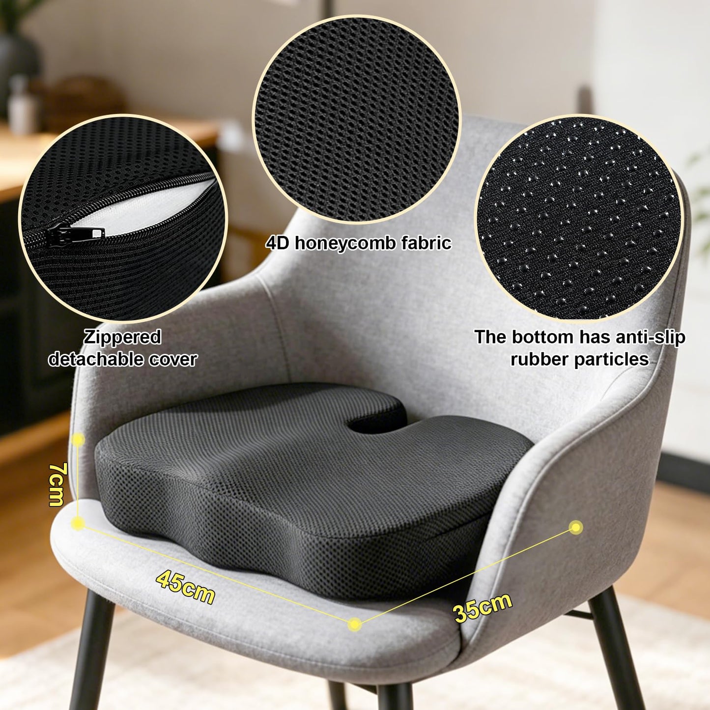 AZVFLY Memory Foam Office Chair Cushion to Reduce Tailbone Pressure