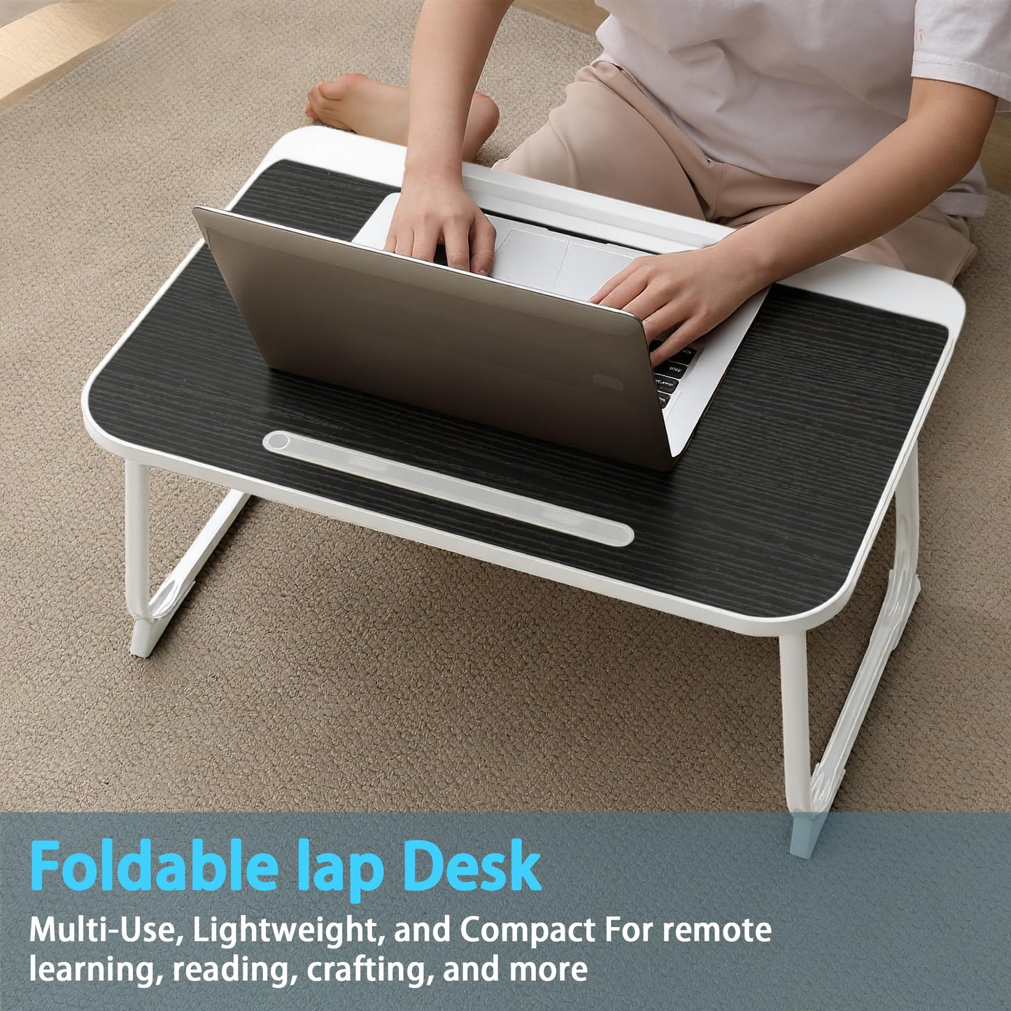 Laptop Bed Desk,Lap Desk for Breakfast in Bed, Work and Study, Home Office, Laptop Stand for Sofa、Couch、Bed, (60x40 Black)