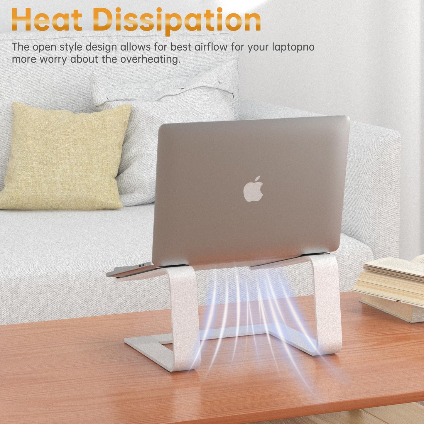 POWERSUP Laptop Stand for Desk Detachable Aluminum Computer Riser Portable Metal Notebook Holder Compatible with MacBook Air, Pro, Dell, HP