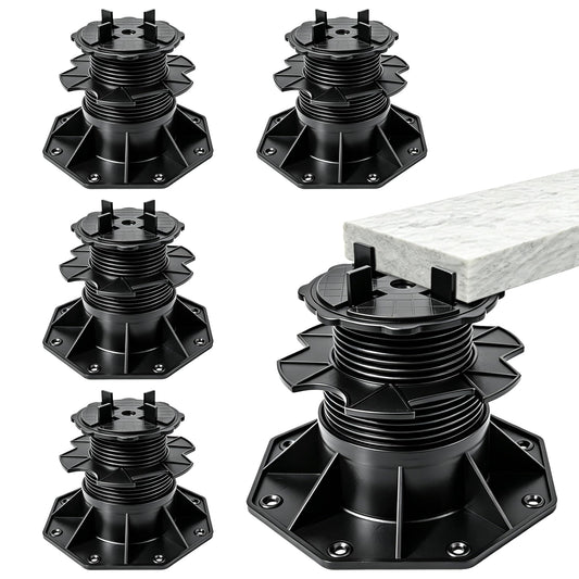 Nordswal 4 Pack Adjustable Tile & Paver Support Pedestal, Heavy Duty Paving Slab Supports with Rubber Pad, Height Adjustable 60-140mm