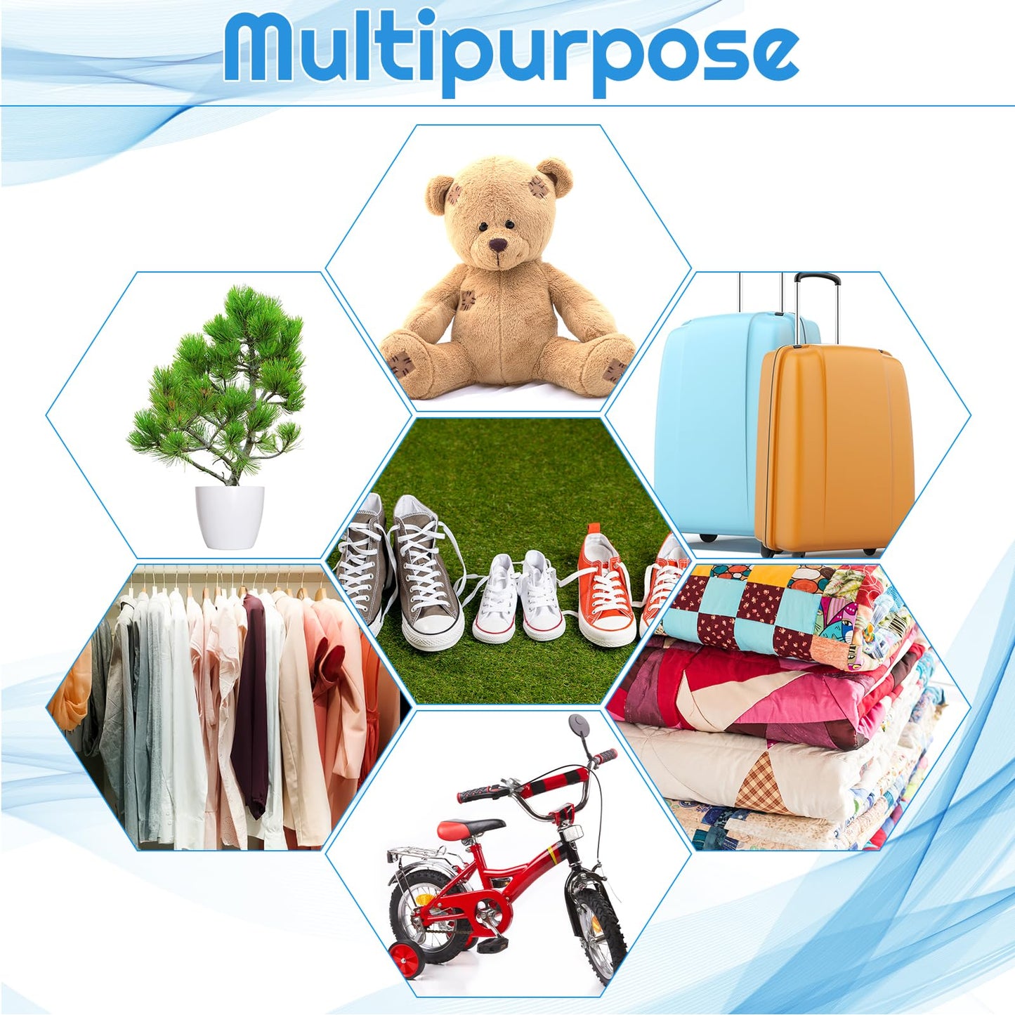 Extra Large Clear Plastic Storage Bags, 6 pcs Flat Large Plastic Bags