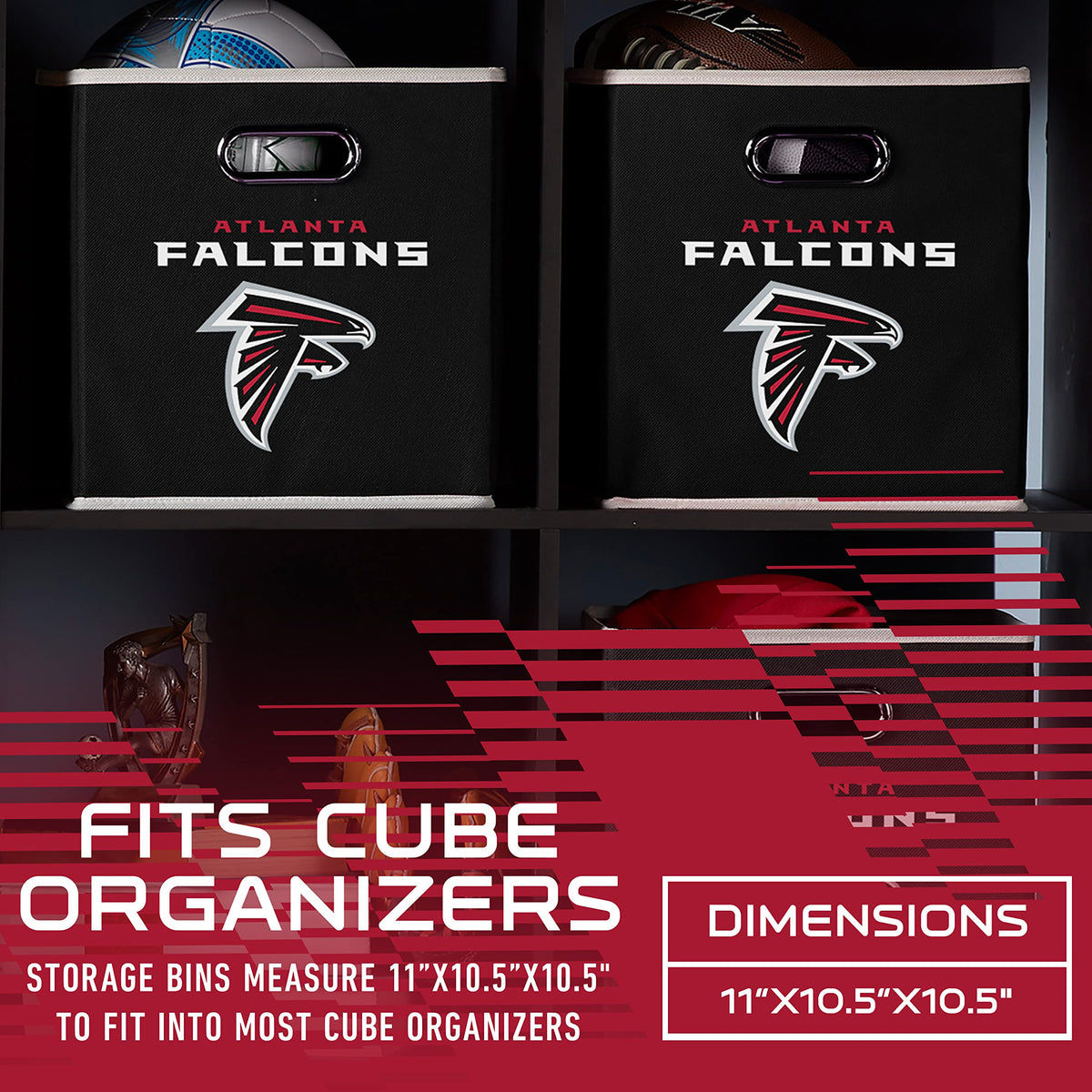Franklin Sports NFL Atlanta Falcons Collapsible Storage Bin NFL Folding Cube Storage Container Fits Bin Organizers Fabric NFL Team Storage Cubes One