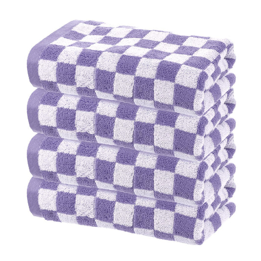sourcing map 4 Pcs Bathroom Hand Towels Purple Soft Absorbent Face Towels Cotton Wash Cloths 13 x 29 Inch Kitchen Hand Towels for Bathroom Gym Drying