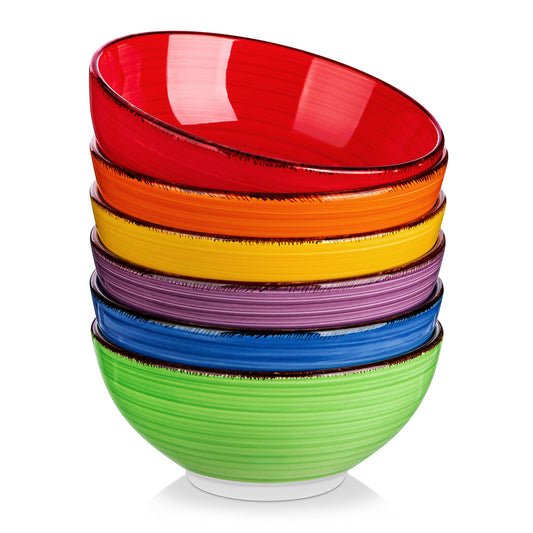 vancasso Bonita Cereal Bowls Set of 6, 27 Oz Ceramic Soup Bowls, Serving Bowls for Salad, Noodle, Porridge, Rice, Dishwasher & Microwave Safe, Warm
