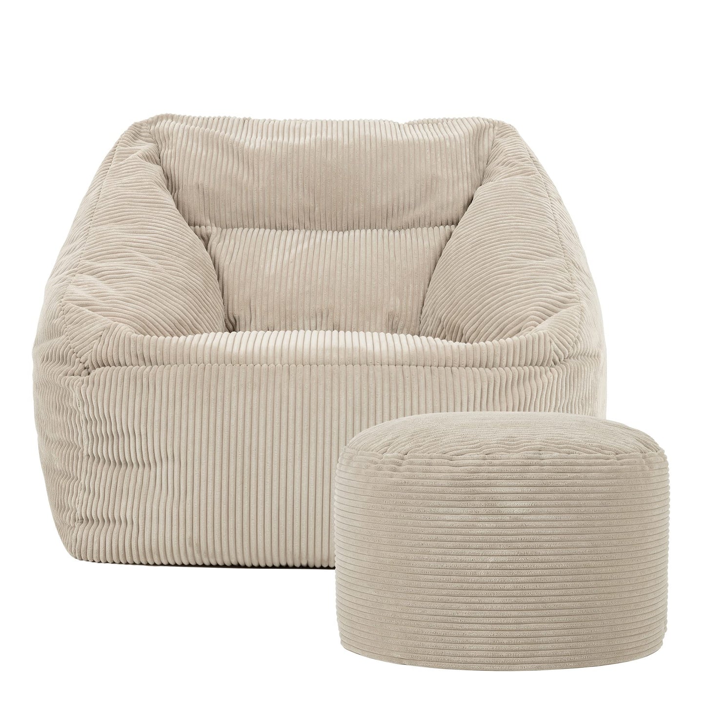 icon Natalia Cord Bean Bag Chair & Footstool with Filling Included, Green