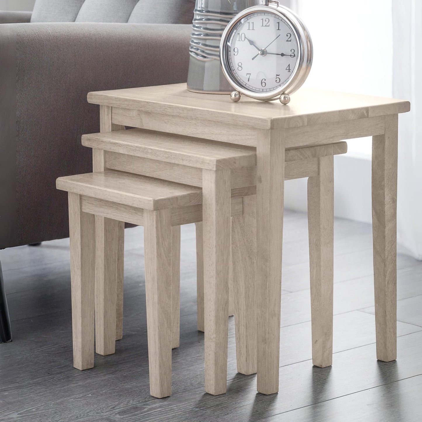 Julian Bowen Cleo Nest of Tables, Set of 3, White Wash - H46 x W48 x D33cm