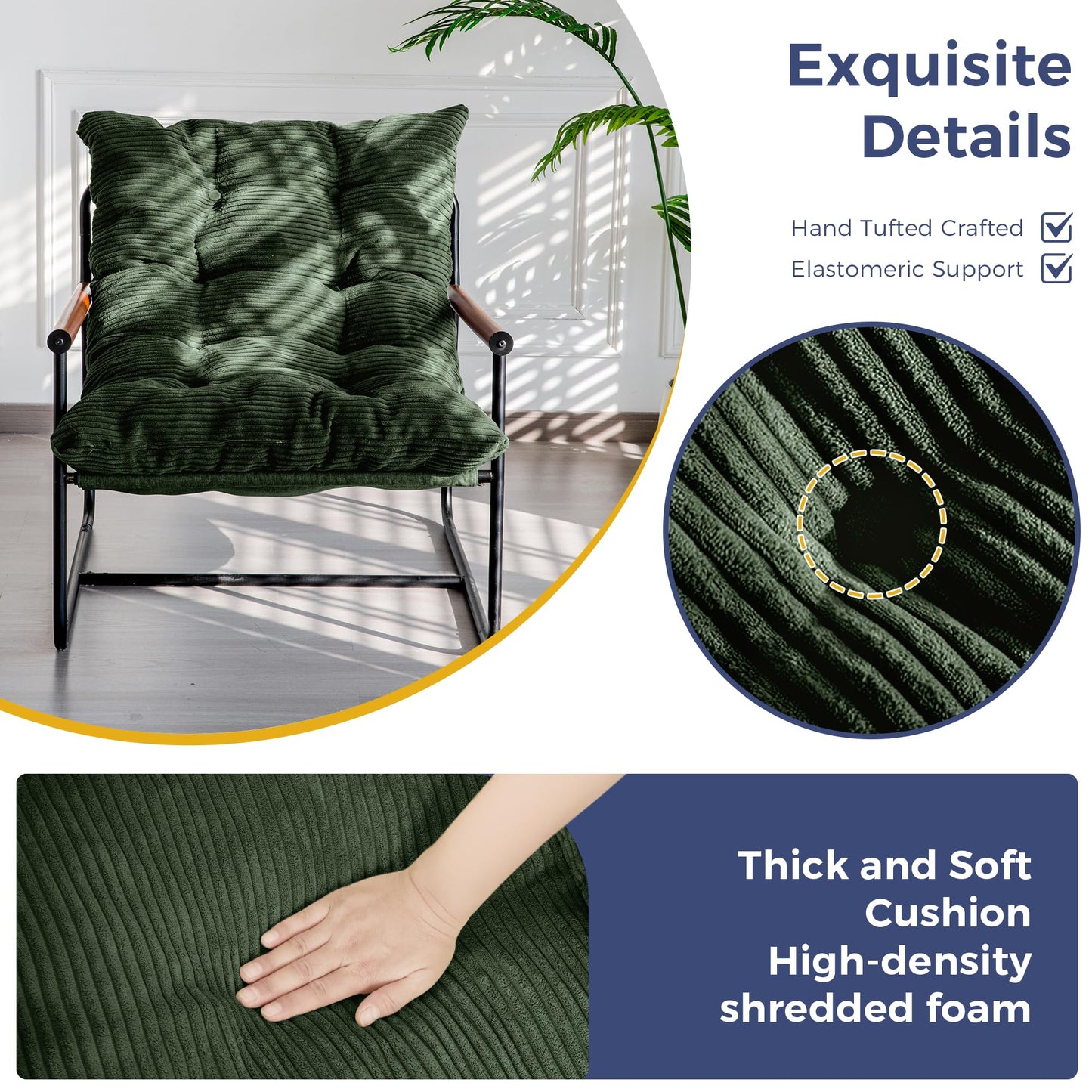 MAXYOYO Modern Accent Chair,Comfy Armchair for Living Room Lounge Chairs with Sturdy Metal Frame Wood Armrest Reading Chair Occasional Chairs with