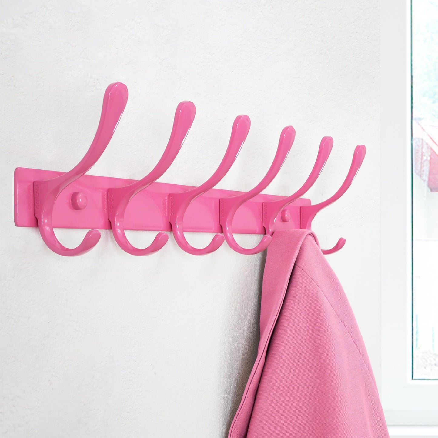SKOLOO Coat Rack Wall Mounted - 6 Hooks, Heavy Duty, Stainless Steel, Metal Wall Coat Hanger, Sturdy Wall Hooks for Hanging Coat, Jacket, Clothes