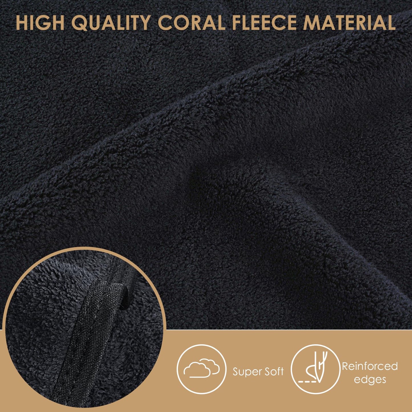 VIVOTE Microfibre Bathroom Hand Towels Black Hand Towels for Kitchen